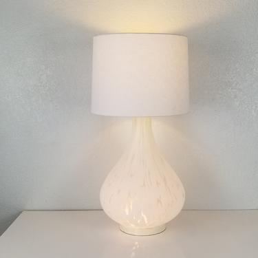 Vintage Bauer White Murano Glass Table Lamp . 