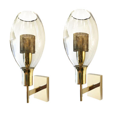 Pair of Large Smoked Glass Sconces