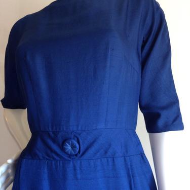 Vintage Navy blue 40s stunner wiggle dress 3/4 sleeves 