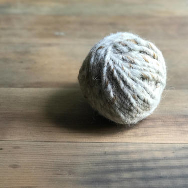 Vintage Ball of Brown and Natural Wool Yarn / Vintage Wool Yarn / Thick Chunky Natural Wool Yarn Ball 