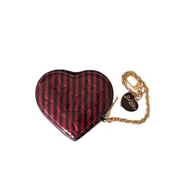 Louis Vuitton Maroon Stripe Monogram Heart Coin Purse