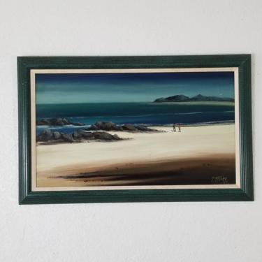 1989 A. Mattera Ocean Landscape Oil Painting . 