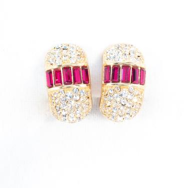 Christian Dior Red Rhinestone Earrings