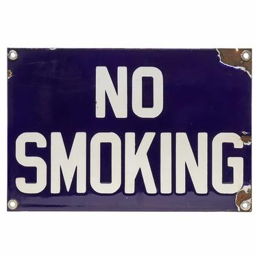 Blue Enamel “No Smoking” Sign