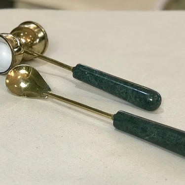 Green Marble Handled Jigger and Cocktail Spoon 