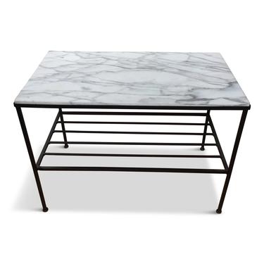 Italian Iron and Marble Two Tiered Mid Century Table