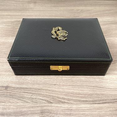 Italian jewelry box with gold knight emblem - 1960s vintage 