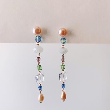 Garden Party Collection // Hydrangea Earrings // Freshwater Pearl &amp; Crystal Drop Earrings 