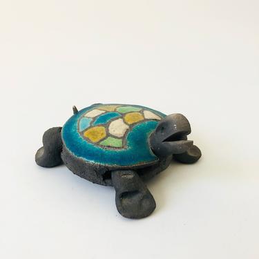 Vintage Raku Pottery Turtle 