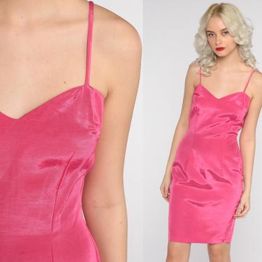 Pink Party Dress Shimmery Sweetheart Dress 80s Mini Dress Summer Formal Sheath Dress Spaghetti Strap Vintage 90s Bombshell Cocktail Small 