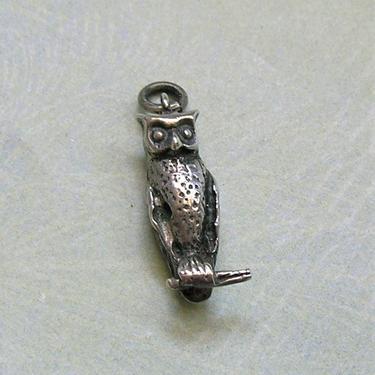 Vintage Sterling Silver Owl Charm, Old Silver Owl Charm, Old Sterling Owl Pendant, Old Owl Jewelry (#3645) 