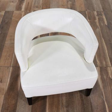 Contemporary White Barrel Back Accent Chair