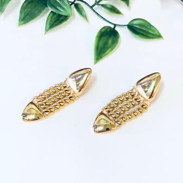 Vintage Earrings, Dangle Earrings, Gold Toned Jewelry, Costume Jewelry, Statement Earrings, Pierced Ears, Chain Link Earrings, Gold Jewelry 