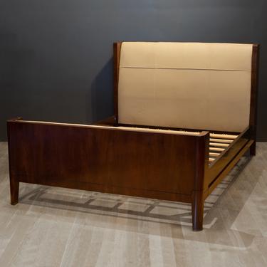 Bill Sofield for Baker Furniture Leather and Walnut Pullman Bed Frame