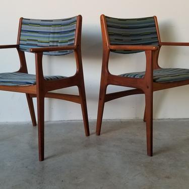 Johannes Andersen for Uldum Mobelfabrik Danish Teak Dining Chairs - a Pair 