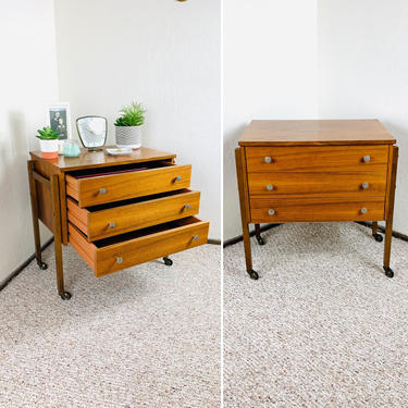 Mid Century Sewing Table on Wheels 