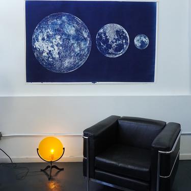 Very Large Custom Three Moon (views) Cyanotype Signed