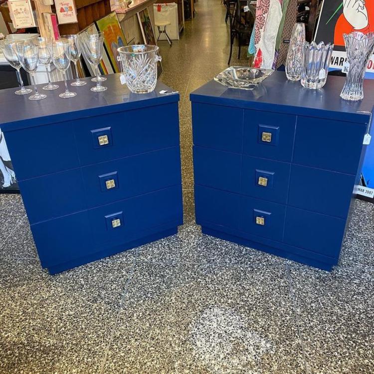 Two navy blue chest of drawers, 30”L x 20”W x 32.5”T, 