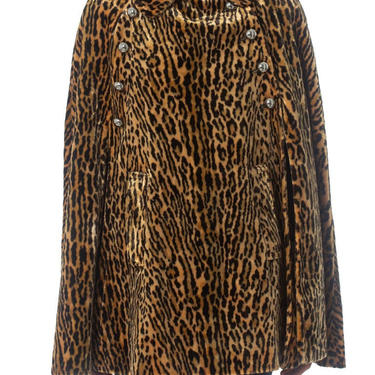 1960S Leopard Rayon Blend Faux Fur Velvet Cape 