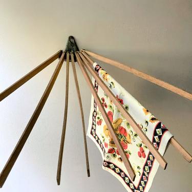 rustic wood laundry drying rack  -  8 arm wall mount for rustic display 