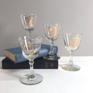 Northeastern University cocktail glasses - set of 4 - 1960s vintage 