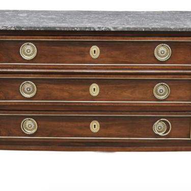 French Louis XVI Style Mahogany Marble Top Commode - 19th C