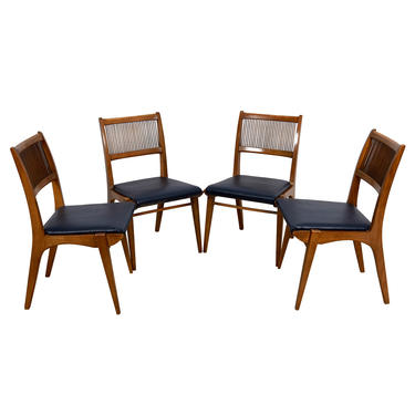 Set of 4 Drexel Mid Century Slatted Walnut Dining Chairs