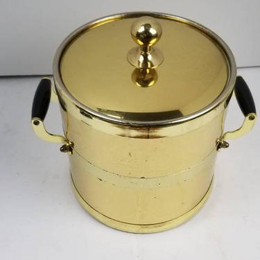 Beautiful Gold Metal Mid-Century Modern Ice Bucket with handles 