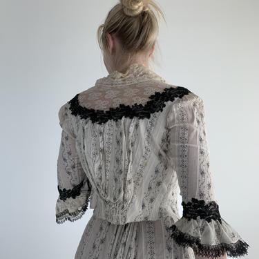 Victorian Black and White Floral Print Set