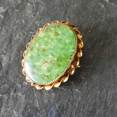 Vintage Green Agate Brooch / Pendant 