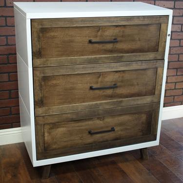 Metal Cabinet Wood Face 30&amp;quot;, 36&amp;quot; or 42&amp;quot; wide 3 drawer / Bedside / credenza / Cabinet Rustic / Nightstand / console / Repurposed Dresser 