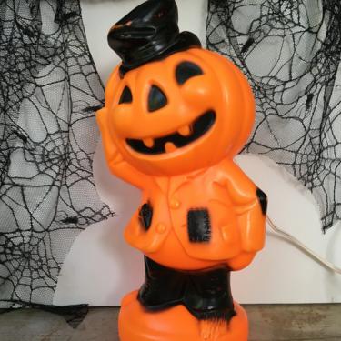 Vintage JOL Man, Empire Blow Mold Light Up, Halloween Scarecrow Pumpkin, Vintage Halloween Decoration, With Original Light Cord 