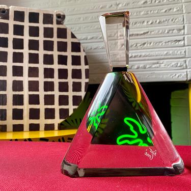 Oversized solid lucite perfume bottle sculpture signed 1980s