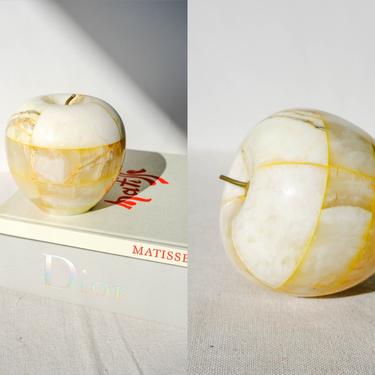 Vintage Onyx Marble Oversized Apple | Book Shelf Decor, Teacher Gift, Agate, Rustic, Home Decor | Antique Natural Stone Fruit Apple 