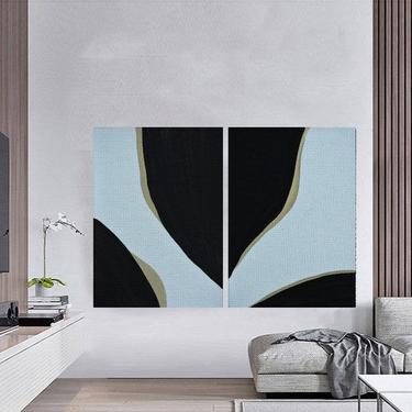 CUSTOM for Ashley-Set of Two 30x40 Original Canvas Art Painting Abstract Minimalist Modern Contemporary Artwork by ArtbyDinaD by Art