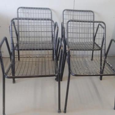 Vintage Modern Emu Stackable Wire Chairs Made in Italy - Set of 4 