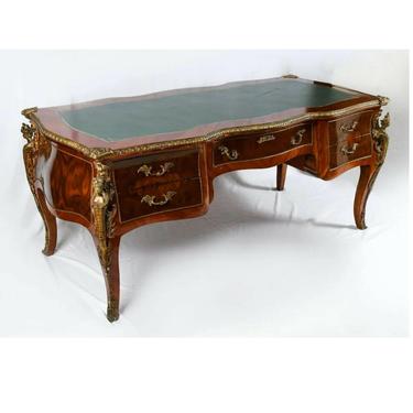Vintage Desk, Bureau Platte, Ormolu Mounted, 5 Drawer French Style, Gorgeous!
