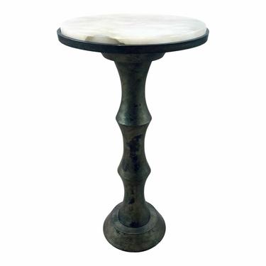 Worlds Away Modern Marble Top Kira Side Table