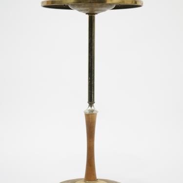 Brass and Wood Ashtray Stand