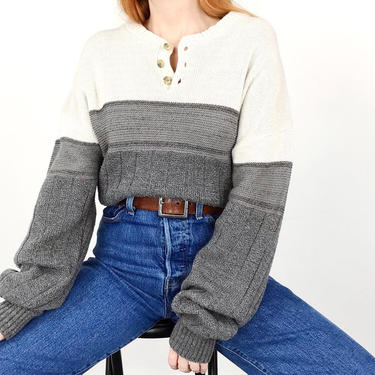 Cozy Knit Henley Fisherman Pullover Sweater 