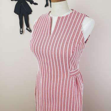 Vintage 1960's Stripe Shift Dress / 70s Polyester Day Dress 