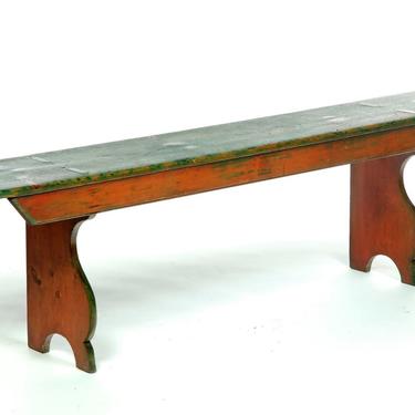 SOLD. Primitive Painted Bench | 19th cen. Americana