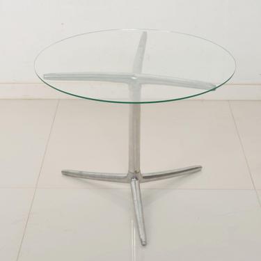 Midcentury Modern Low Profile Tripod Side Table in Aluminum 