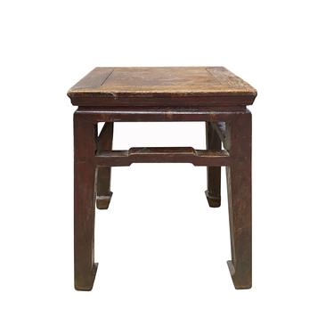 Chinese Rustic Vintage Brown Square Wood Stool Table Stand cs7225E 