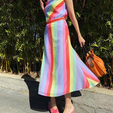 pastel stripe sequin dress white christmas dresses Taylor Pastel Multi Stripe Sequin Dress Olivia Rubin