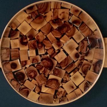 Mid-Century Modern Olive Wood Serving Tray Handcrafted in Israel 
