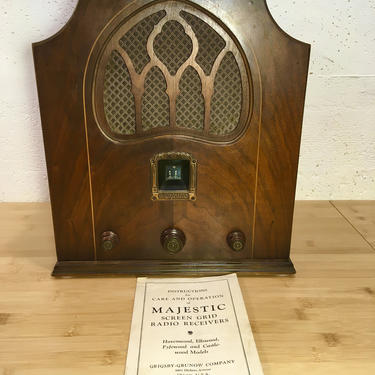 1931 Majestic Havenwood Gothic Tombstone Radio, Full Elec Restoration, Screen Grid 15, Owner's Manual 