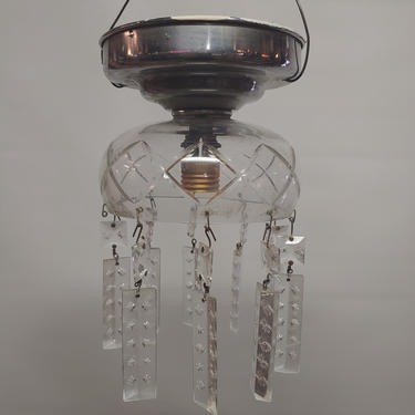 Semi Flush one bulb Vintage Lighting with cool hanging crystals