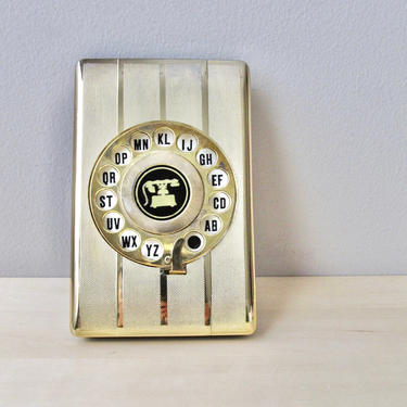 vintage gold telephone address book index card file rotary dial phone - gag gift movie prop 