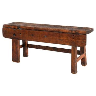 Early Primitive Oak Work Console Sofa Table